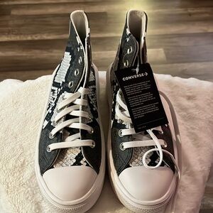 Converse Size 6.5 Chuck Taylor CTAS MOVE HI. Black egret. Brand new. 573078C